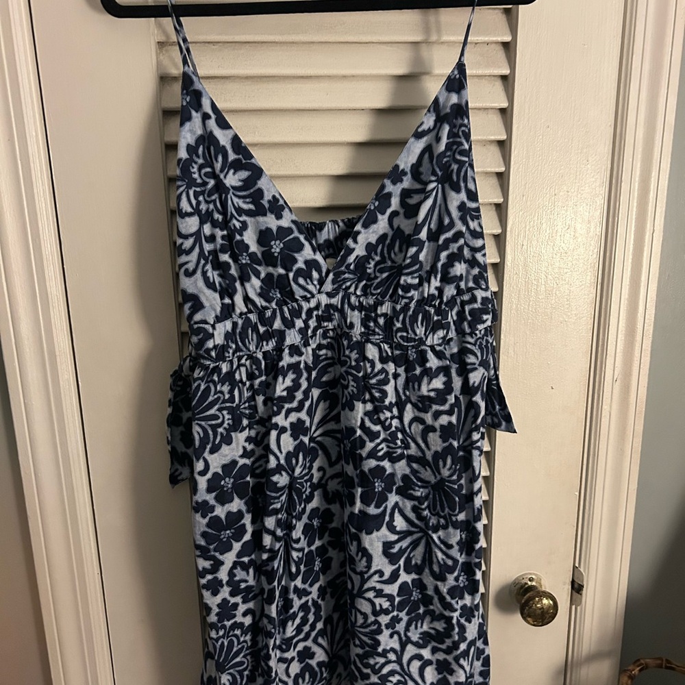 aerie Blue Floral Sleeveless Dress